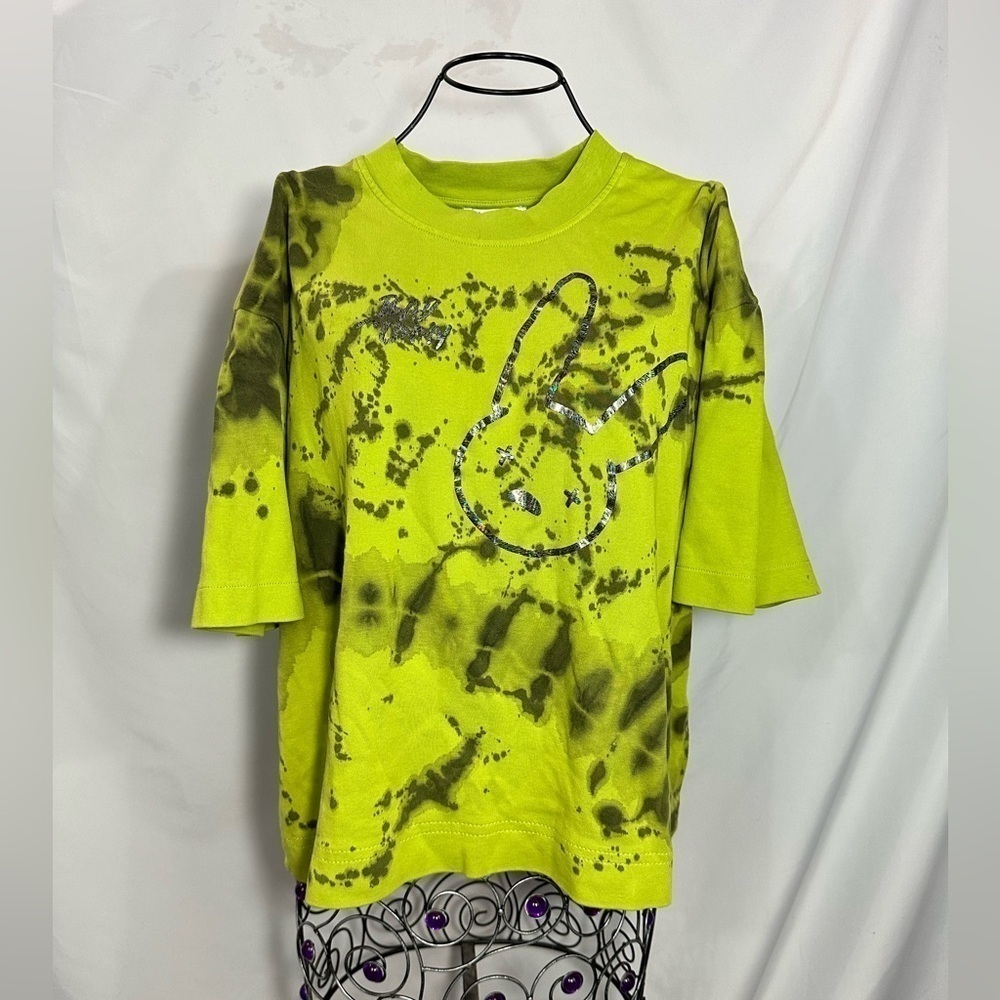 Zara x Bad Bunny green tie dye boxy cropped t-shirt size L